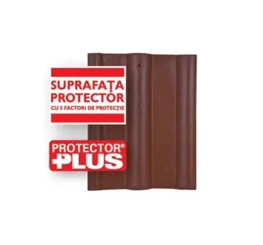 Tigla de beton Bramac Alpina Clasic 1/1 brun-roșcat-închis suprafata protector plus - Produs apreciat