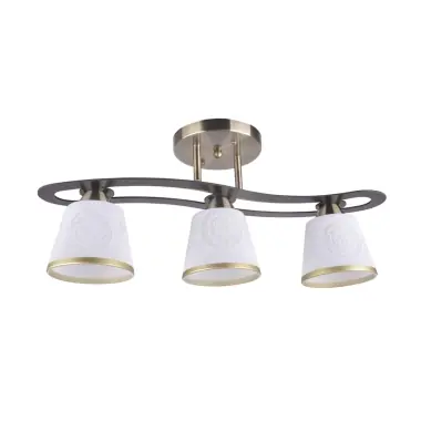 Produs adăugat recent | Lustra Klausen ALBA 3 3XE27 15W LY-3182, interior, culoare bronz antic, maro, abajur alb, auriu