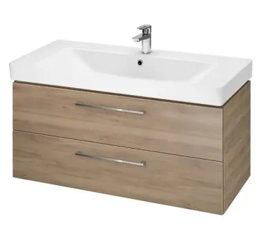 Masca cu lavoar Cersanit B308 Lara Mille 100 cm, suspendat, nuc, 2 sertare, manere cromate, S801-331-DSM | Nu rata