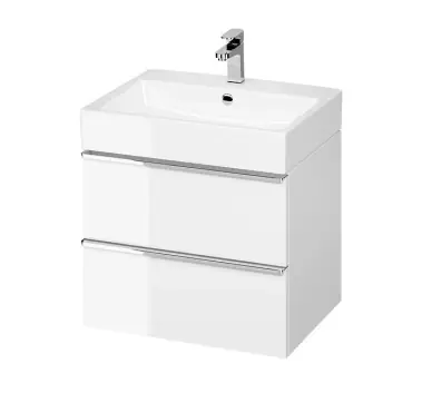 Masca pentru lavoar Cersanit Virgo, 60cm, alb, 2 sertare, soft close, manere cromate, montat, S522-017 - Outlet