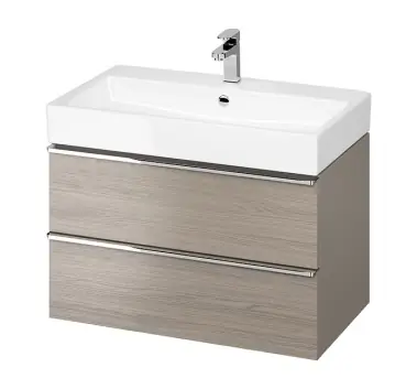 Masca pentru lavoar Cersanit Virgo, 80cm, gri, 2 sertare, soft close, manere cromate, montat S522-028 | Produs premium