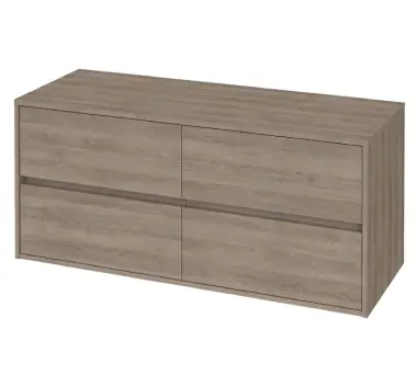 Masca pentru lavoar pe blat Cersanit Crea 120cm, stejar, 2 sertare, soft close, montat, S931-004 | Calitate excelentă