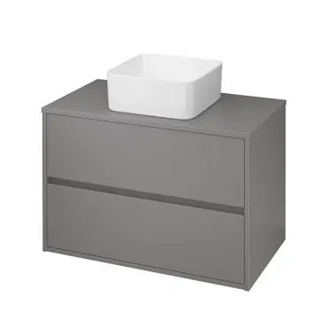 Direct de la producător - Masca pentru lavoar pe blat Cersanit Crea 80cm, gri mat, 2 sertare, soft close, montat, S924-018