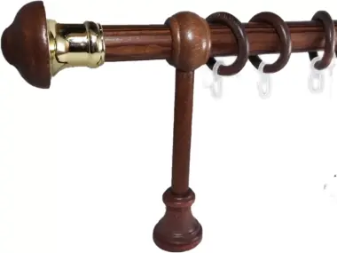 Selecție premium - Galerie simpla din lemn, San Diego, diametru 28 mm, nuc auriu, 300 cm, accesorii incluse