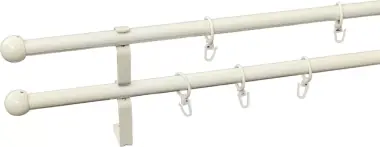 Retur ușor | Galerie metalica dubla, extensibila, diametru 19/16 mm, alb, 200 - 330 cm, accesorii incluse