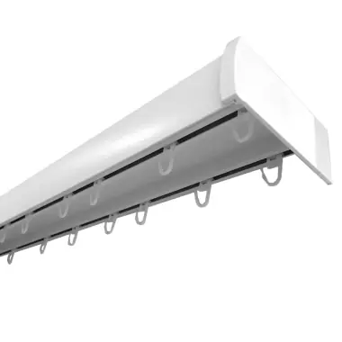 Sina pentru perdea Budapest, din aluminiu, 2 canale, alb, 160 cm, cu capac lateral inclus - Reduceri