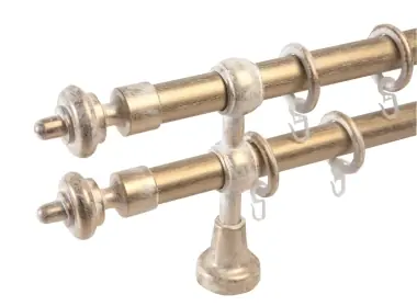 Direct de la producător - Galerie plastic dubla, diametru 28 mm, Innovatie Mare, alb-auriu, 300 cm, accesorii incluse