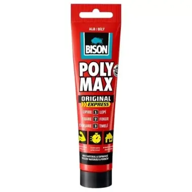 Adeziv silicon Bison Poly Max Original Express, 165 gr, alb, 428985 - În stoc