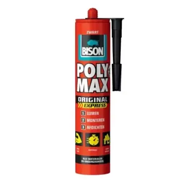 Adeziv silicon Bison Poly Max Original Express, 425 gr, negru, 428979 | Preț special