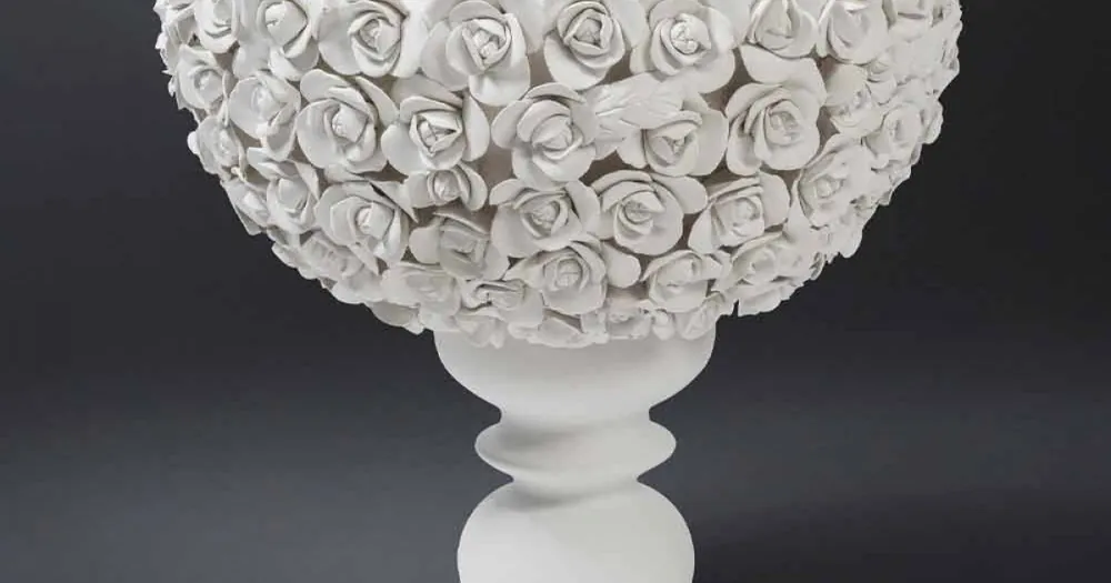 Alegerea clienților | Vaza decorativa de interior din ceramica alba cu decor Made in Italy - Camogli